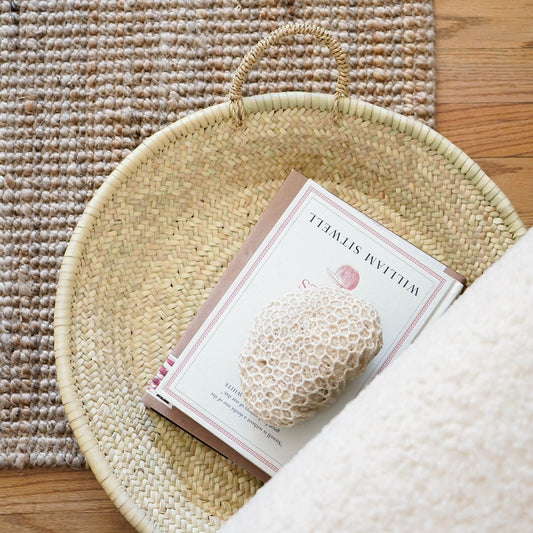 Moroccan Woven Straw Tray, 18"