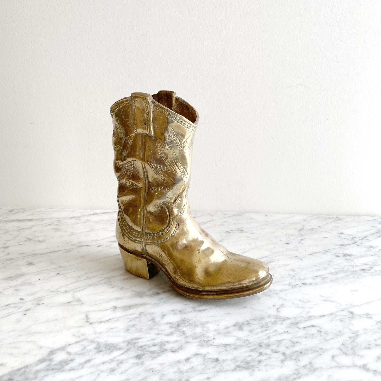 XL Vintage Brass Cowboy Boot, 9.5"