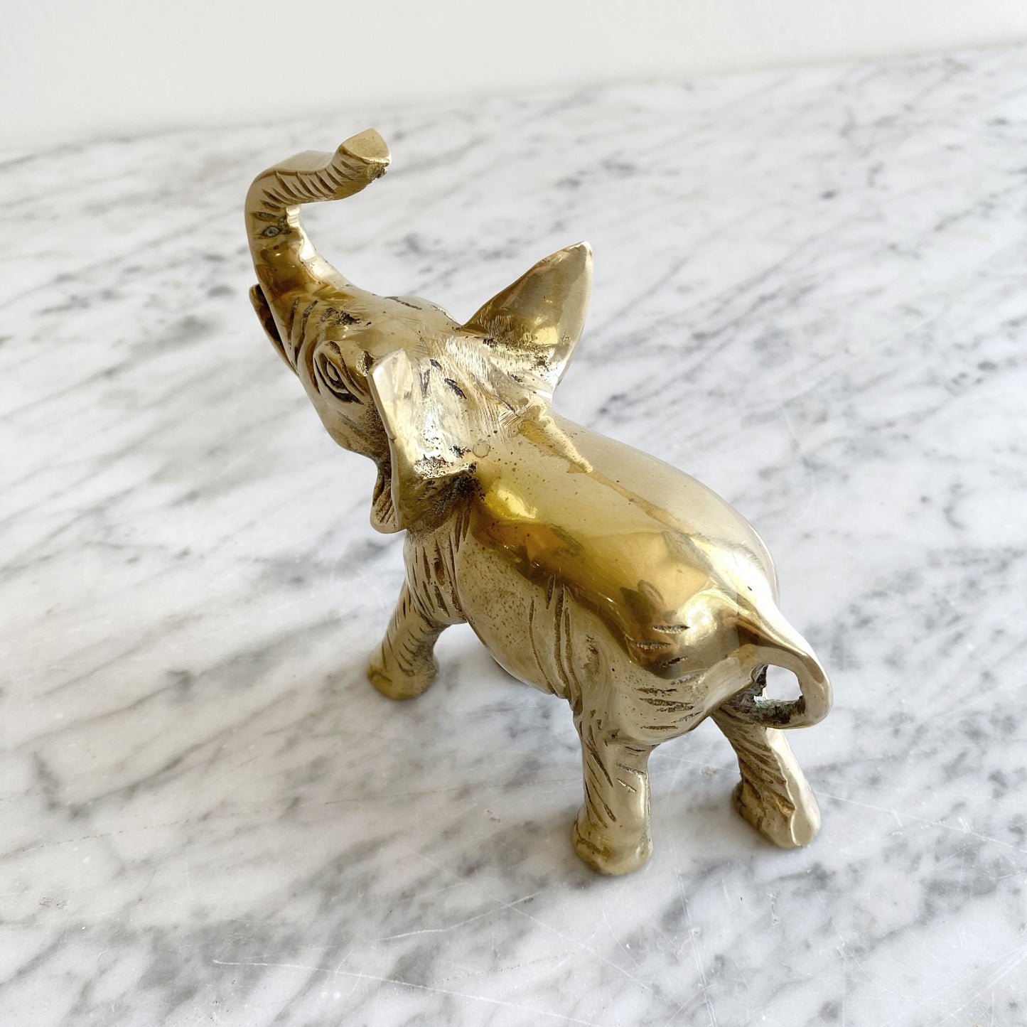 Small Vintage Brass Elephant, 5”