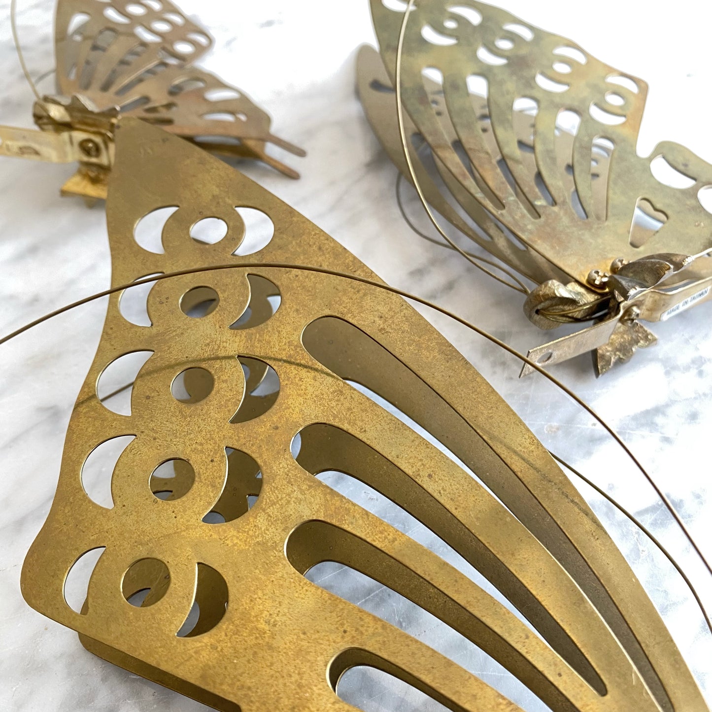 Trio of Vintage Brass Butterflies