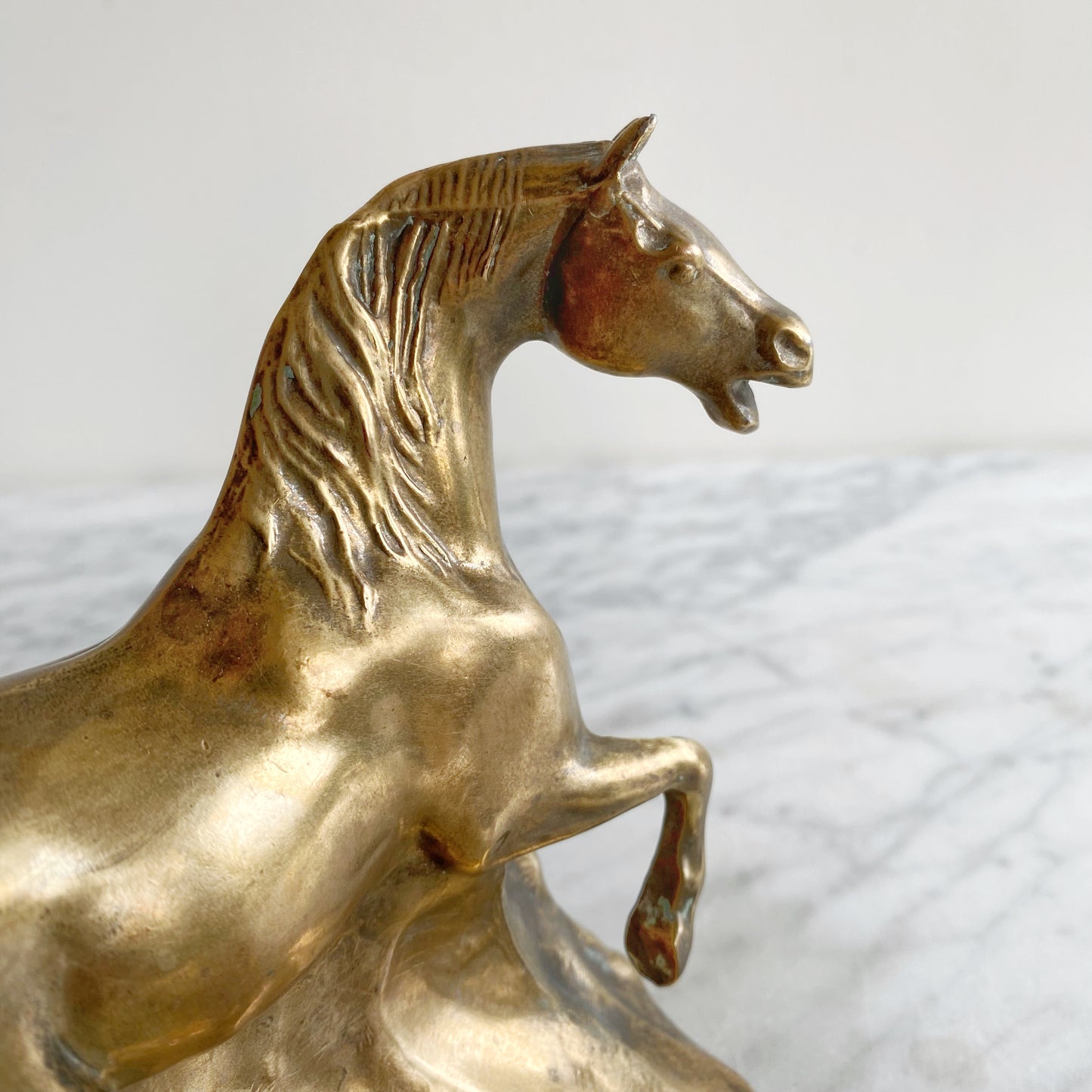 Vintage Golden Horse Statue / Bookend