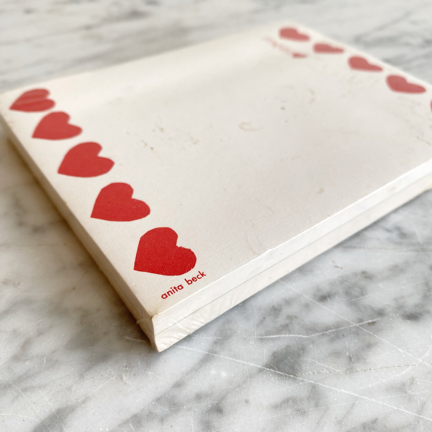 Vintage Red Heart Memo Pad, Anita Beck