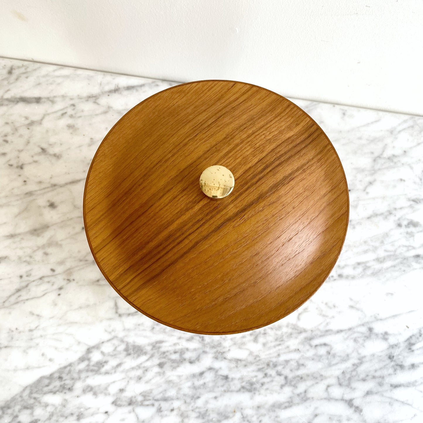 Vintage Teak Ice Bucket with Brassy Details