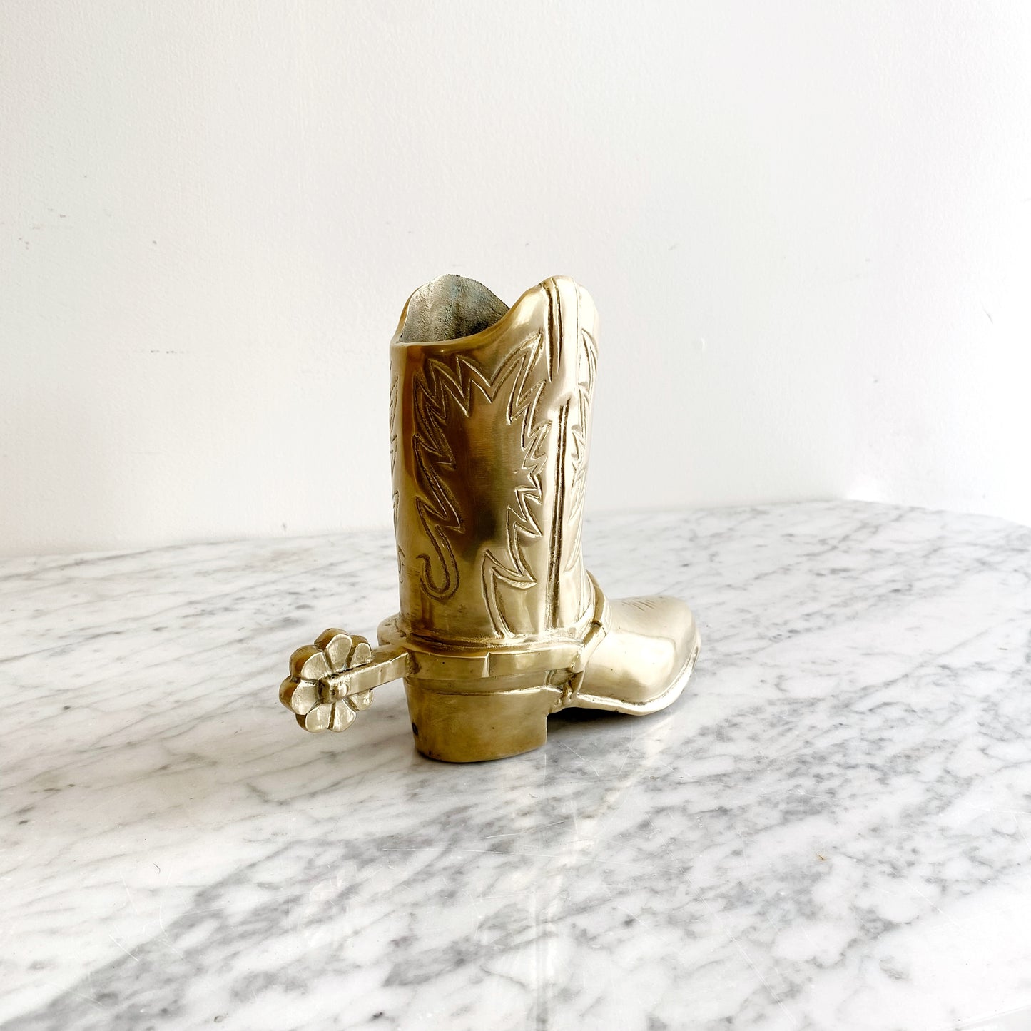 Vintage Brass Cowboy / Cowgirl Boot, 6.75"