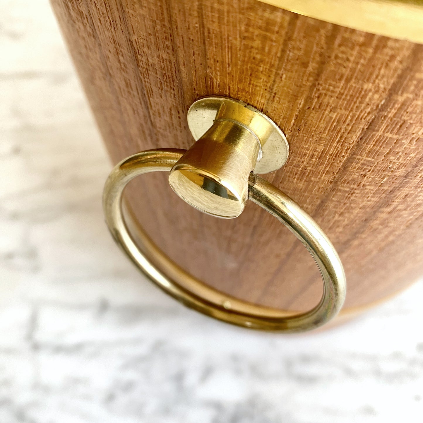 Vintage Teak Ice Bucket with Brassy Details