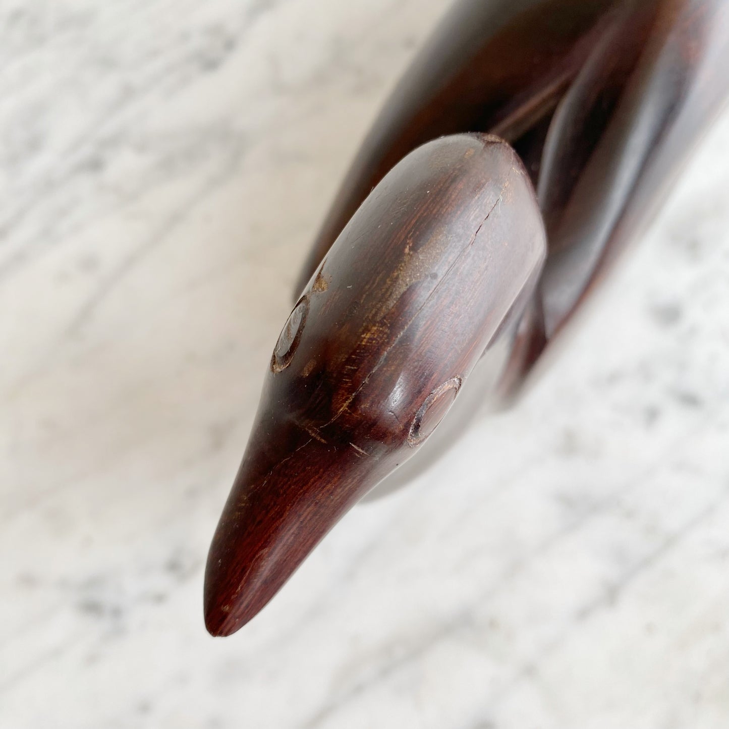 Vintage Carved Ironwood Duck Sculpture