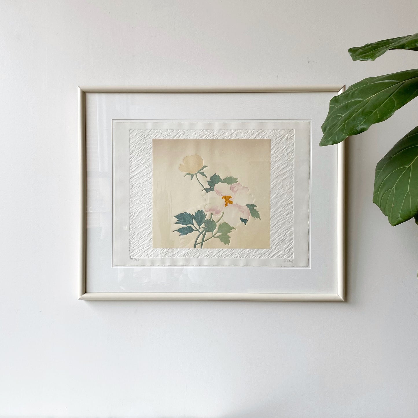 Vintage Framed Original Floral Art Print (23 x 28.5")