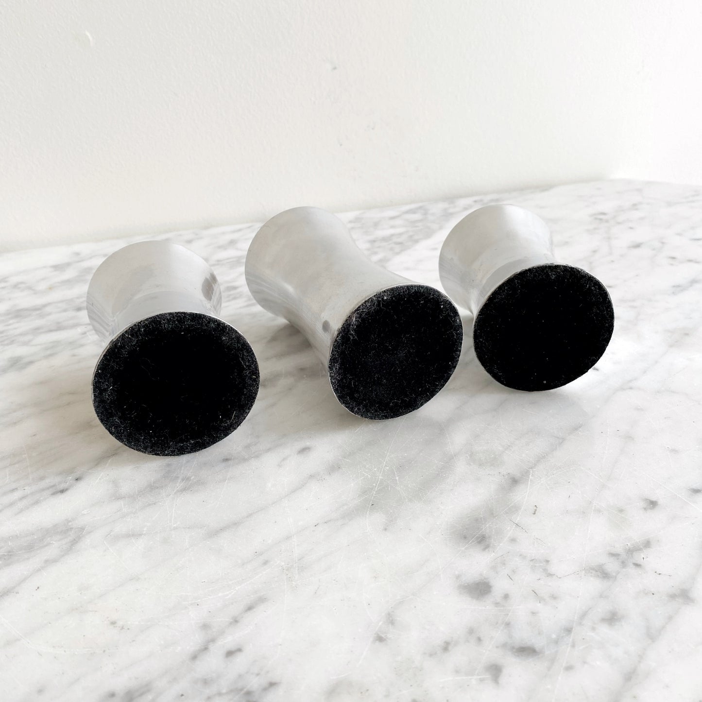 Trio of Found Silver Mod Candle Holders