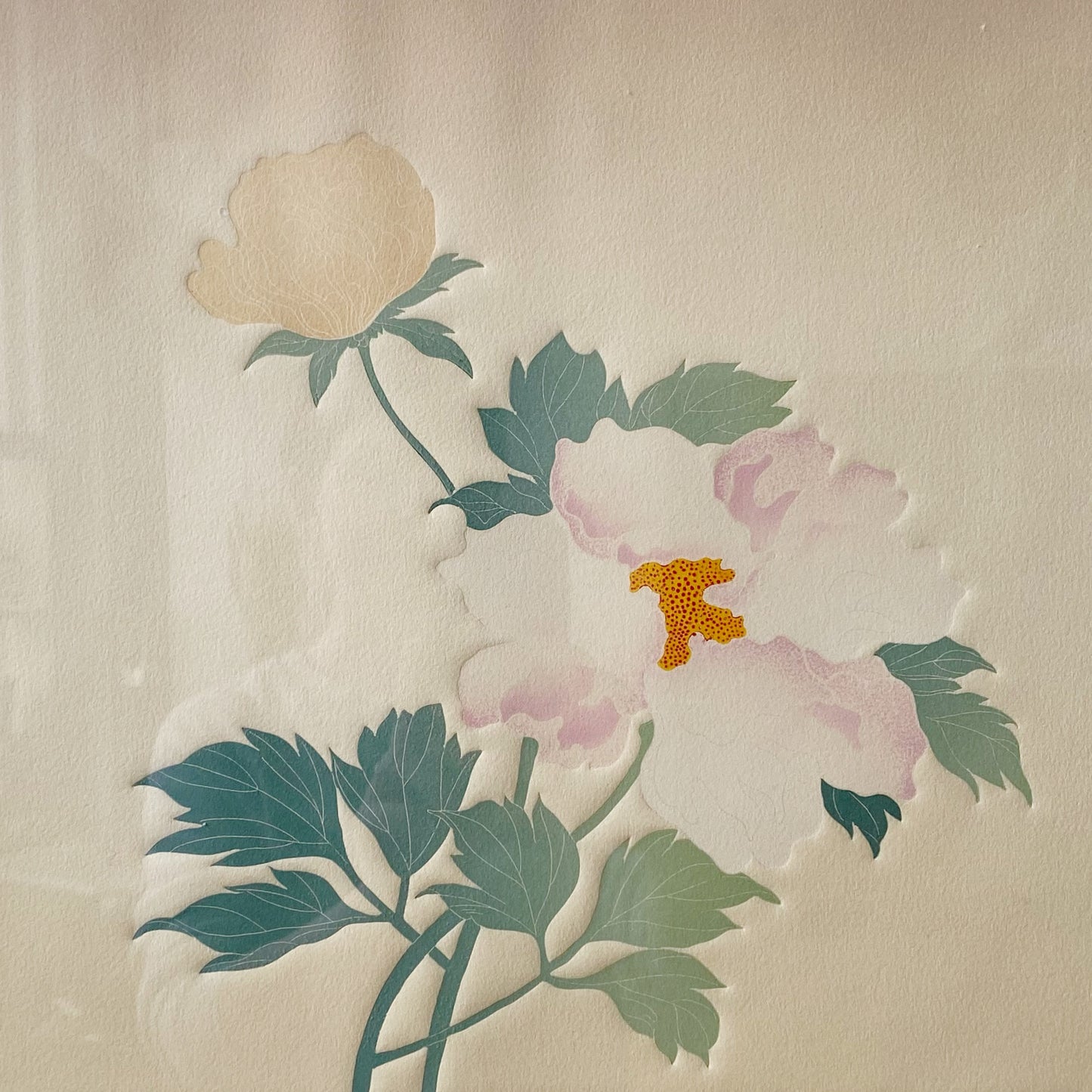 Vintage Framed Original Floral Art Print (23 x 28.5")