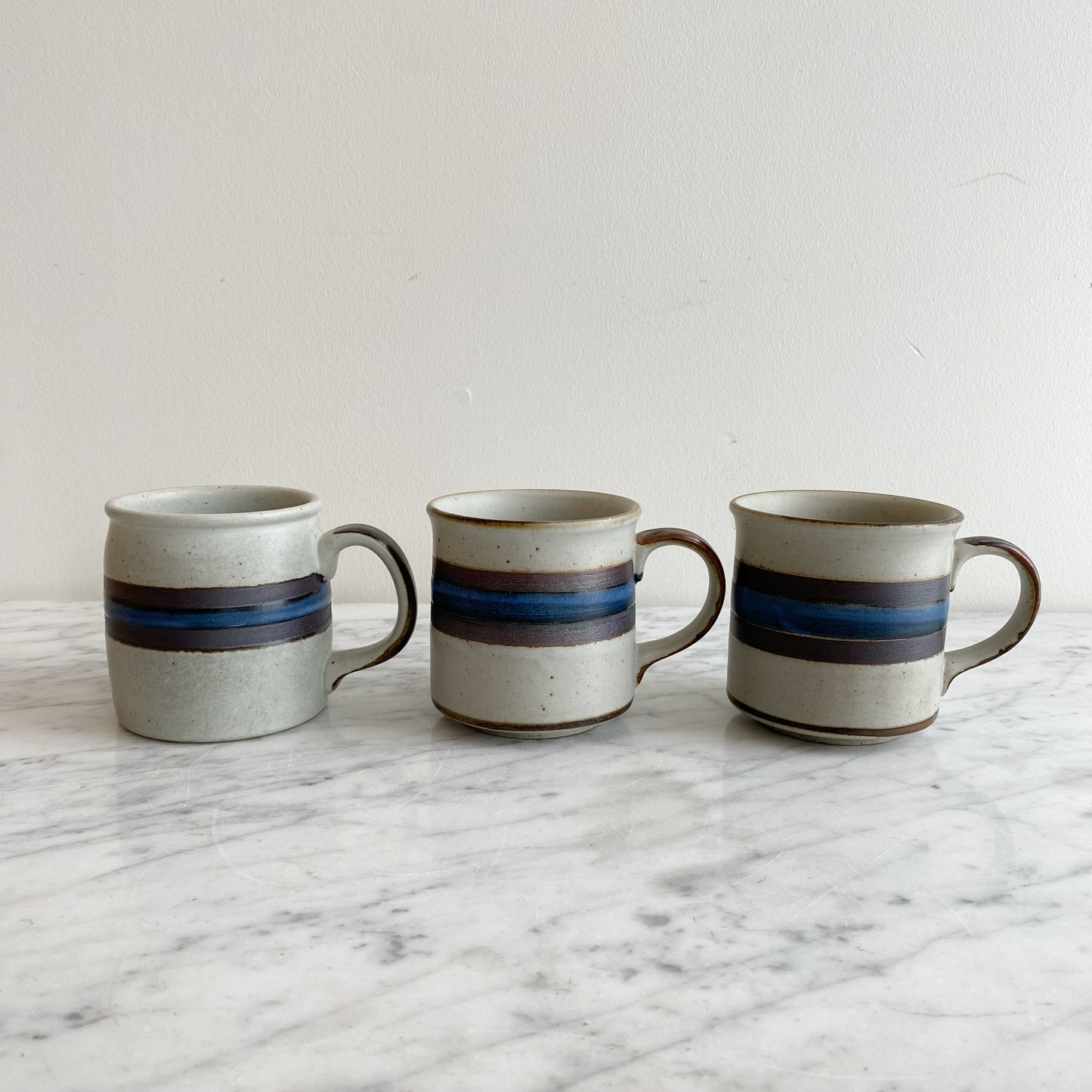Vintage Pottery Mug with Blue Stripe, Choose