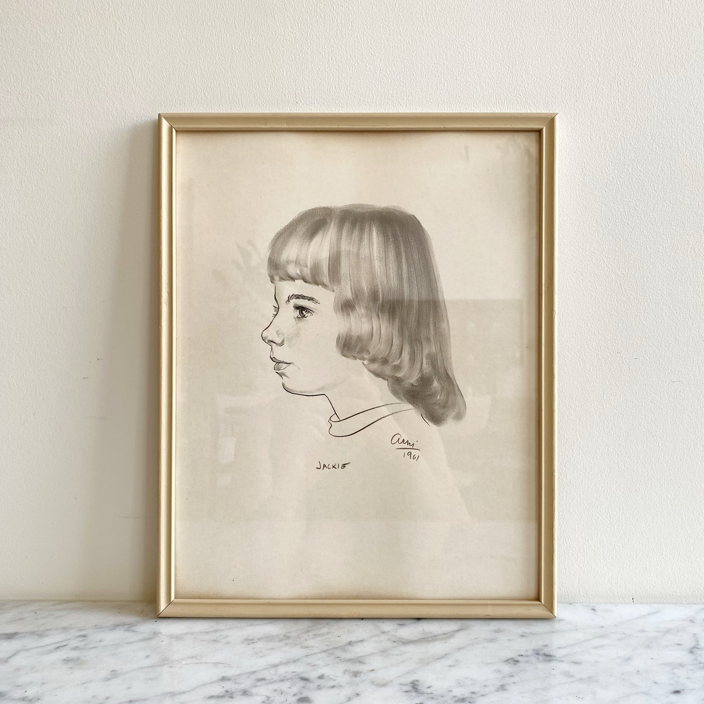 Vintage Original Portrait Drawing "Jackie", 1961