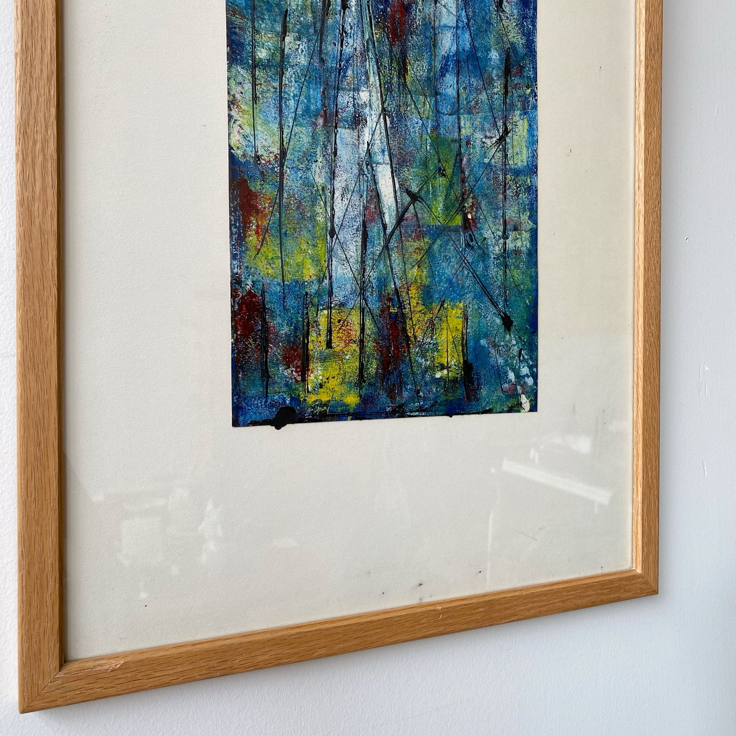 Original Vintage Framed Abstract Painting (15" x 25")