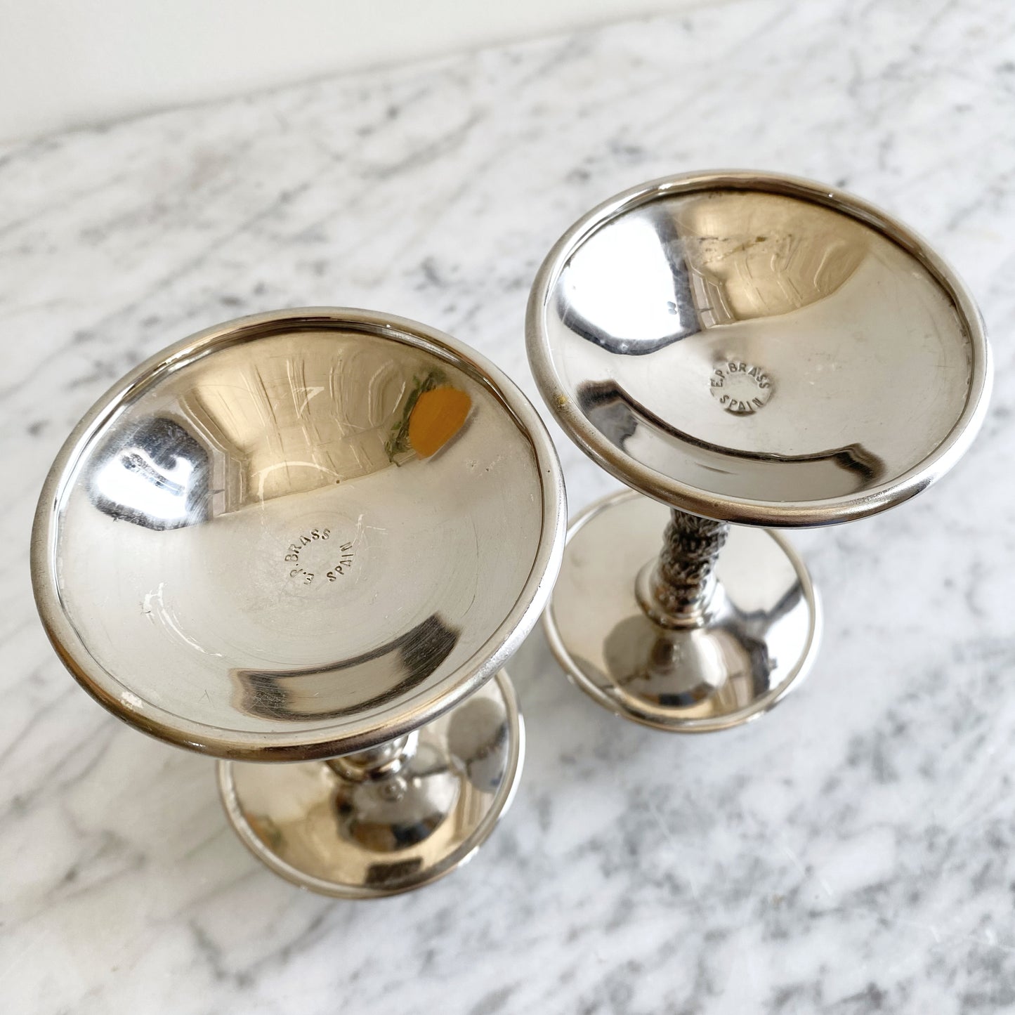 Pair of Vintage Silver-plate Candle Holders, Spain