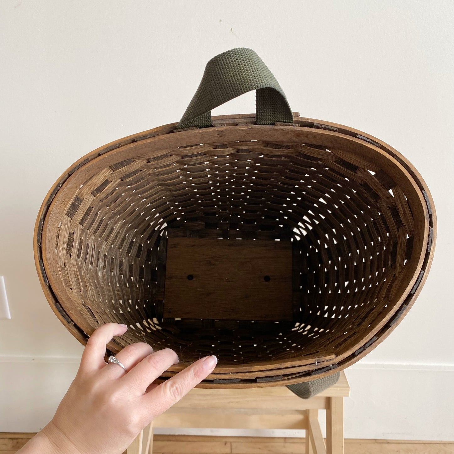 XL Vintage Woven Wood Foraging Backpack