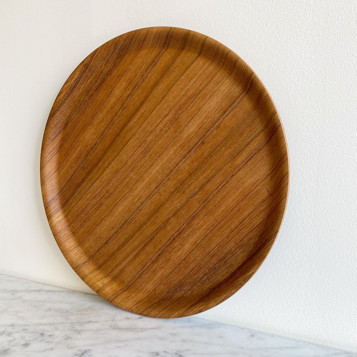 Vintage Round Teak Tray, 14"