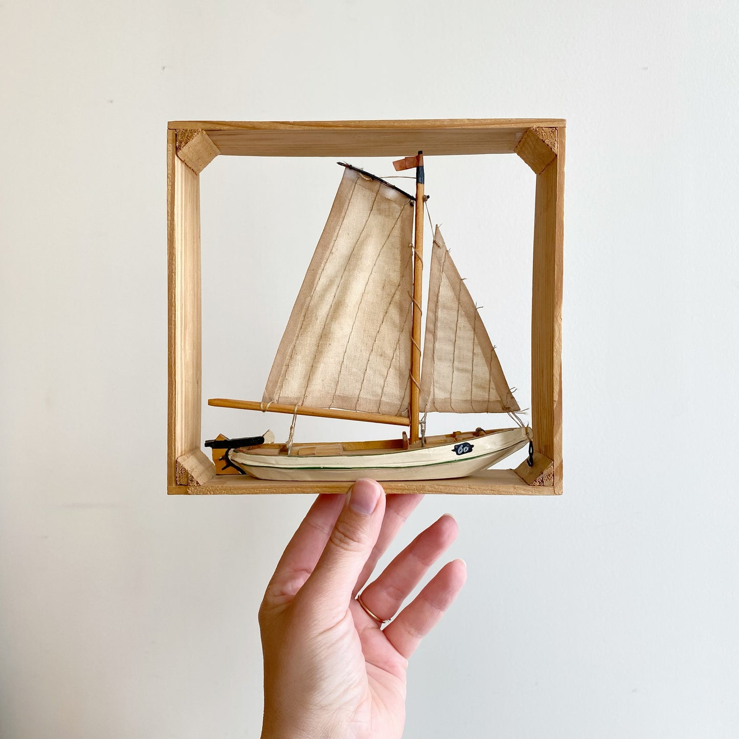 Vintage Sailboat In Shadow Box