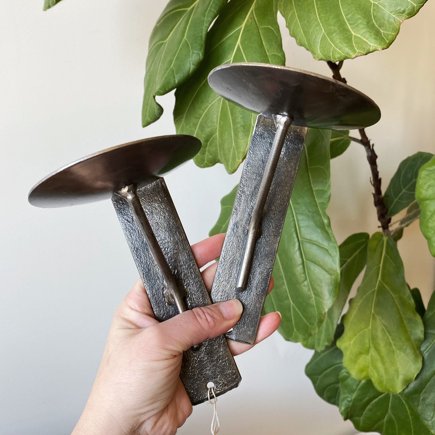 Pair of Simple Metal Candle Sconces