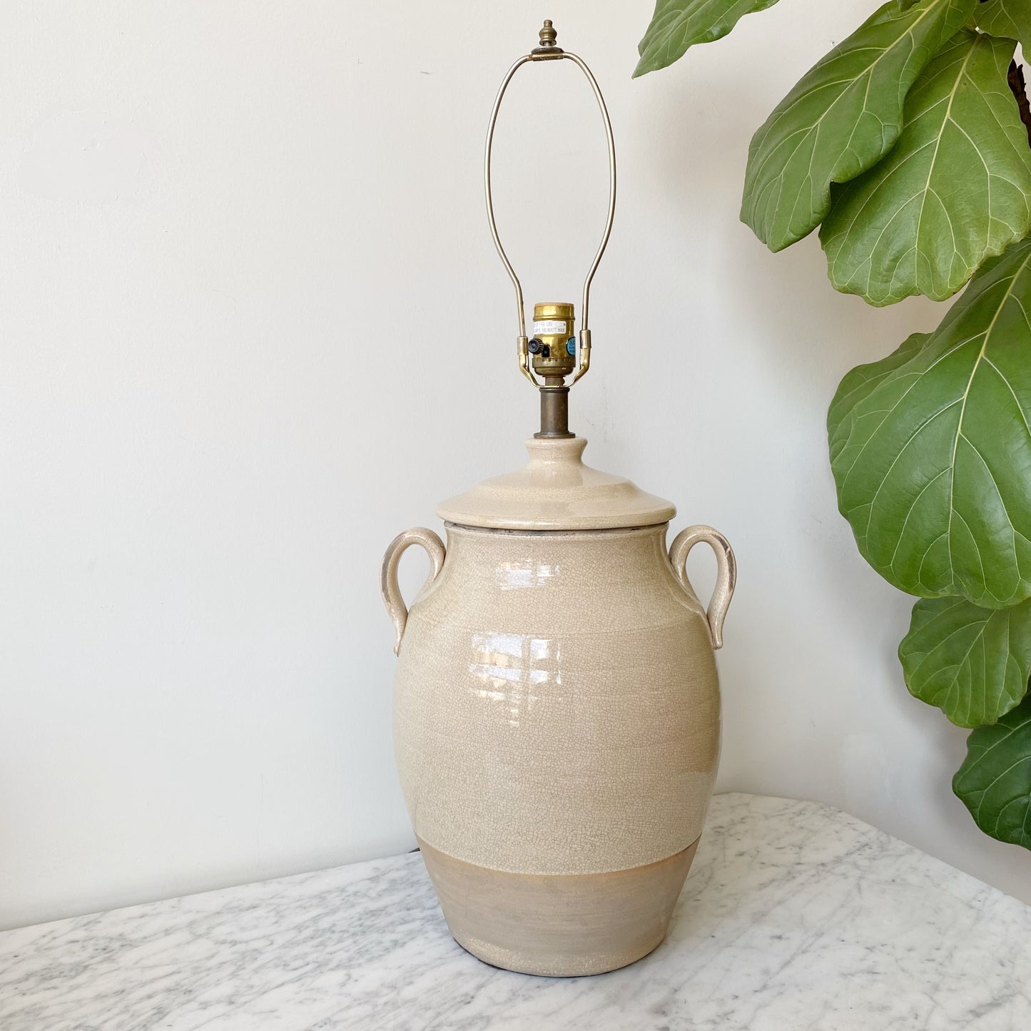 XL Vintage Stoneware Pottery Lamp