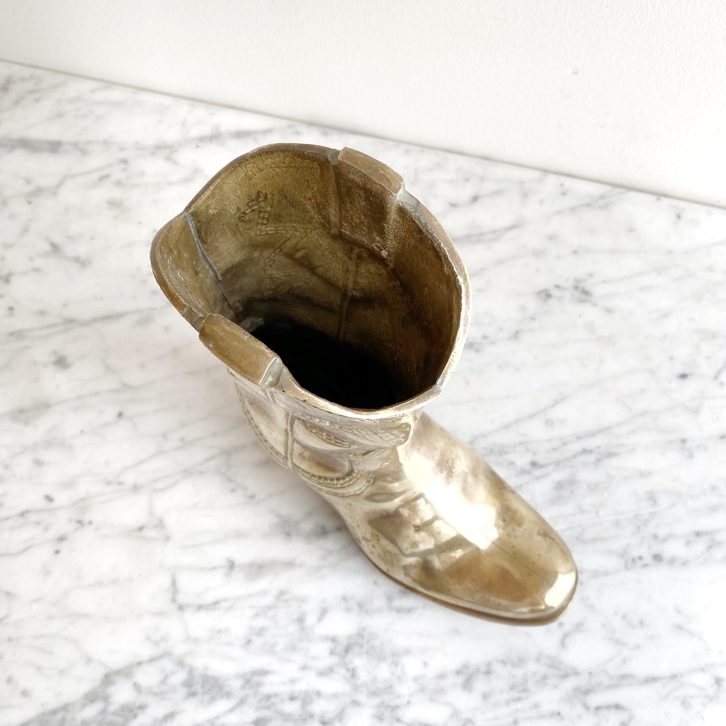 XL Vintage Brass Cowboy Boot, 9.5"