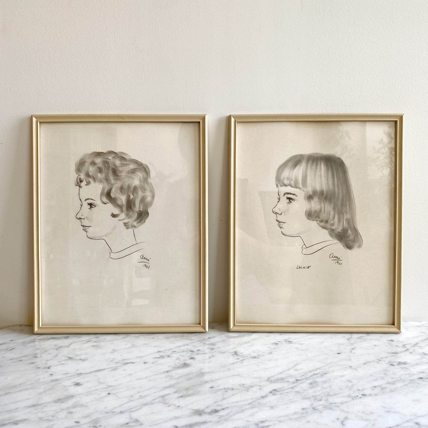 Vintage Original Portrait Drawing "Jackie", 1961