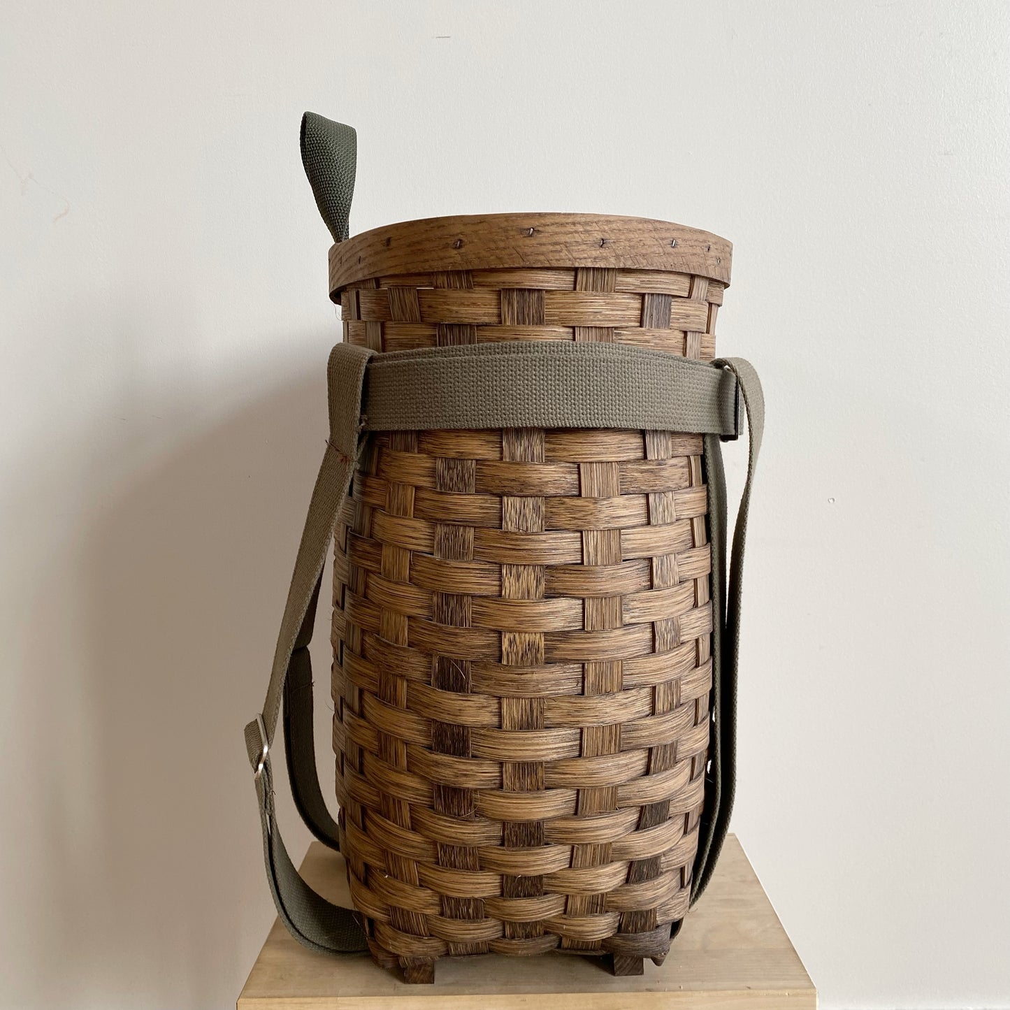 XL Vintage Woven Wood Foraging Backpack