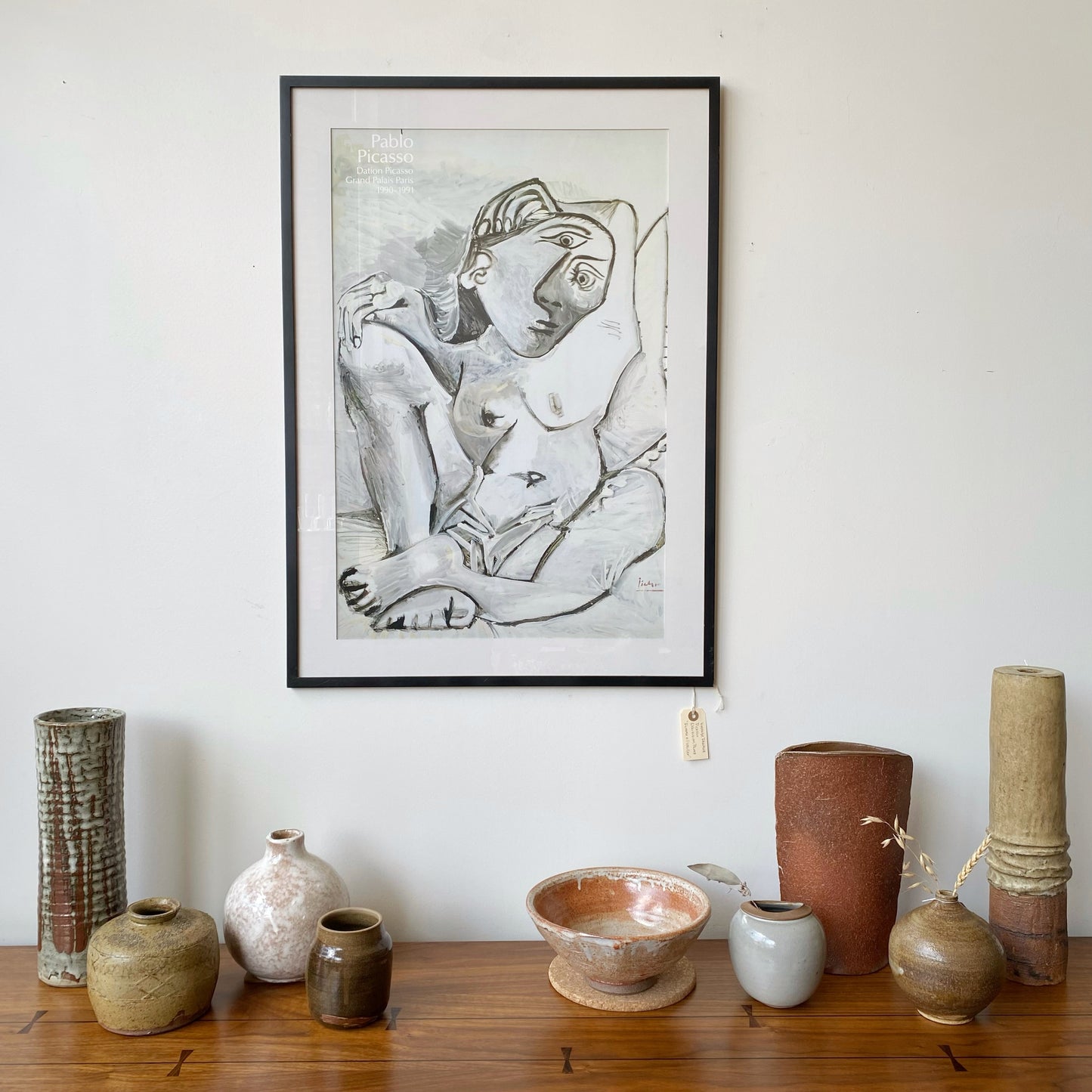 Vintage Framed French Picasso Poster Print, "Femme à l'oreiller"