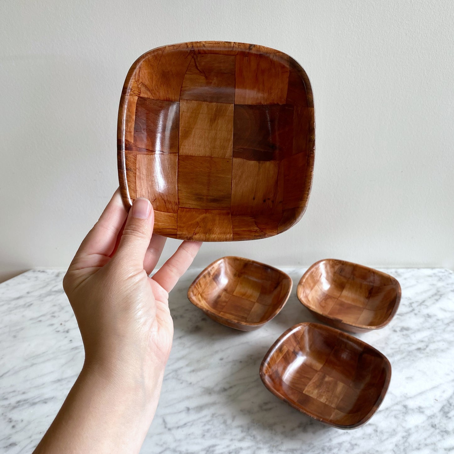 Vintage Square Wood Serving Set (7-pc)