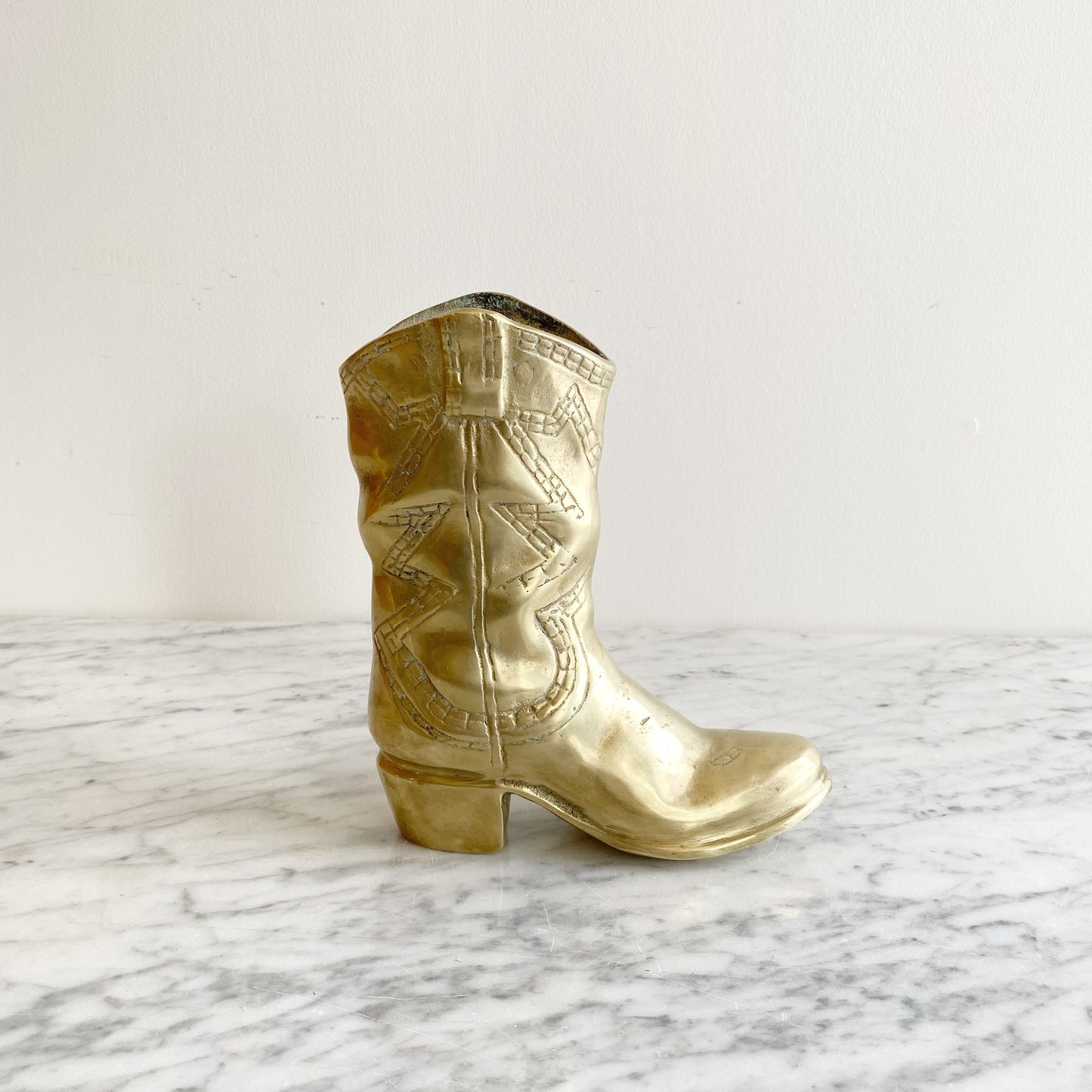 Vintage Brass Cowboy / Cowgirl Boot, 7.25"