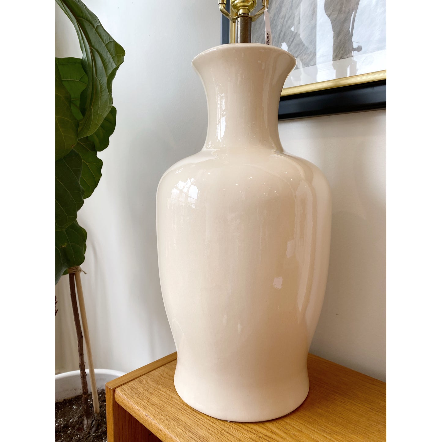 Vintage XL Ivory Ceramic Lamp