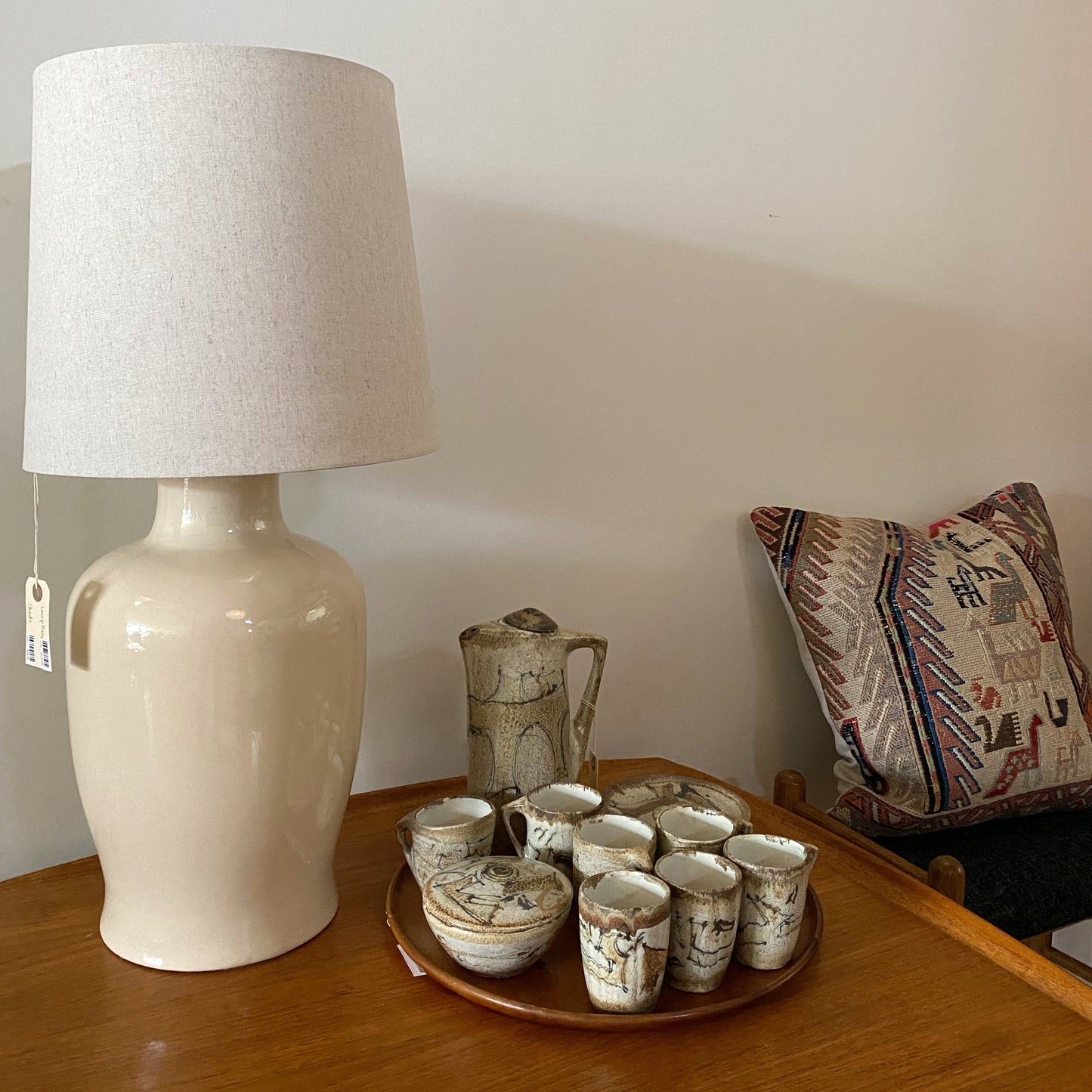 Vintage XL Ivory Ceramic Lamp