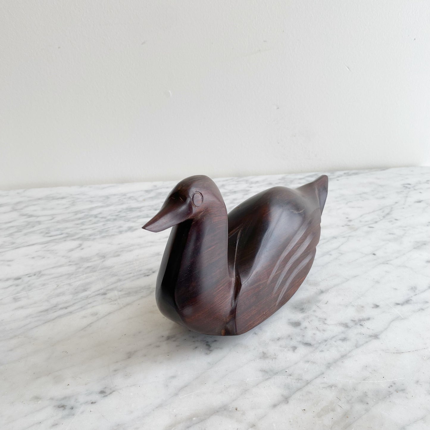 Vintage Carved Ironwood Duck Sculpture