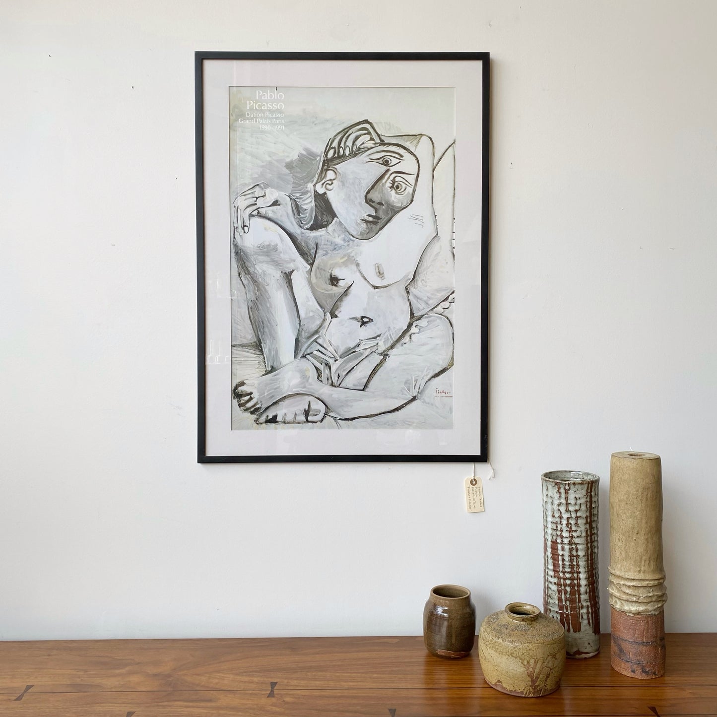 Vintage Framed French Picasso Poster Print, "Femme à l'oreiller"
