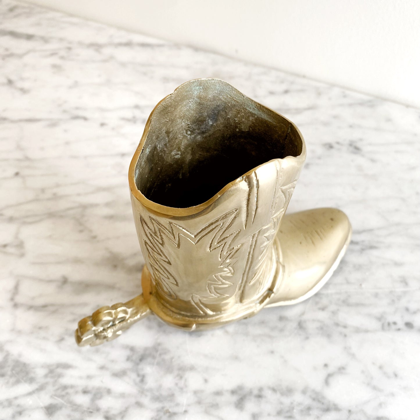 Vintage Brass Cowboy / Cowgirl Boot, 6.75"