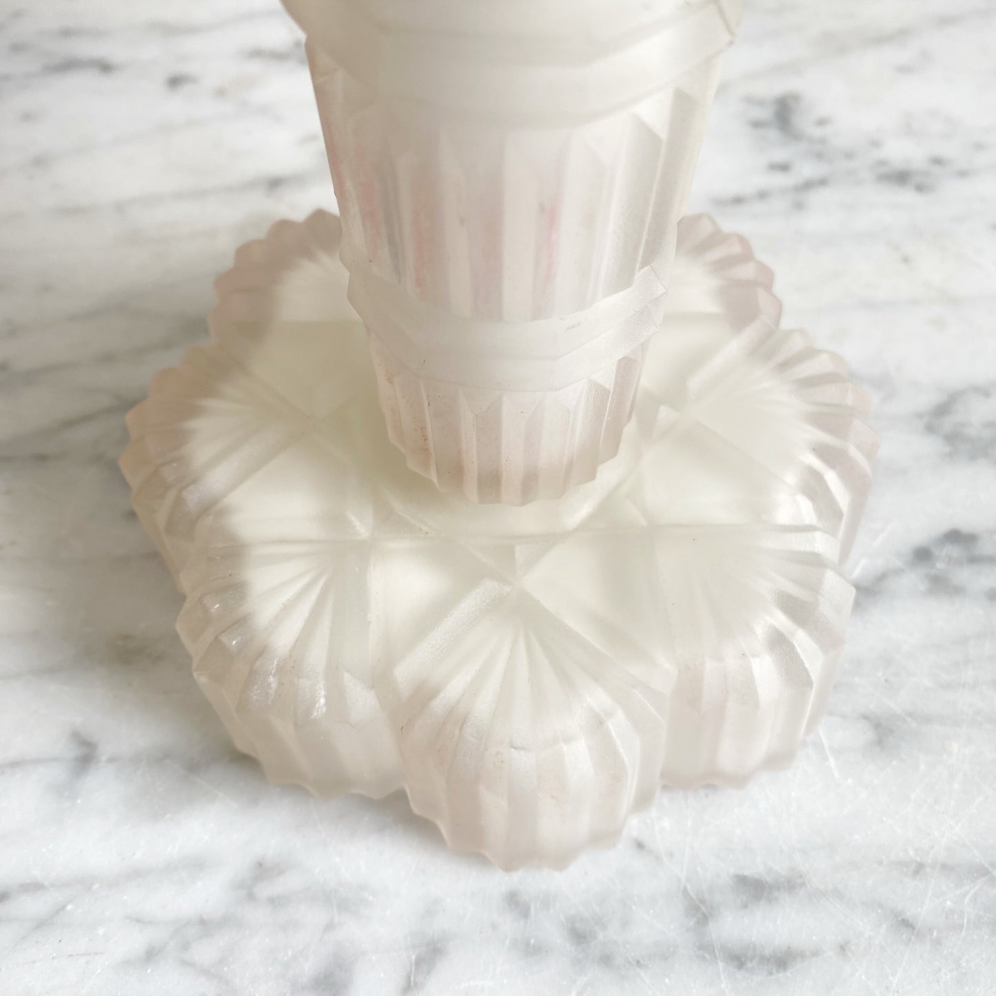 Petite Vintage Art Deco Frosted Glass Lamp + Shade
