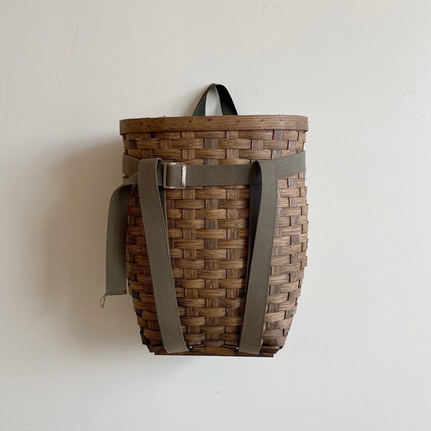 XL Vintage Woven Wood Foraging Backpack