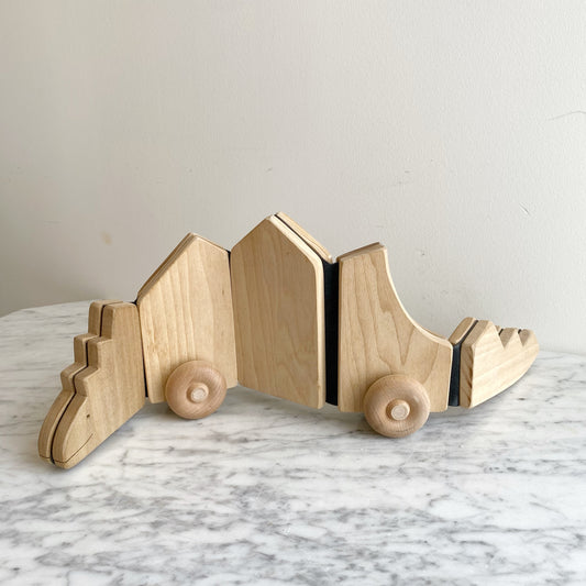 Found Wooden Toy Dinosaur With Wheels