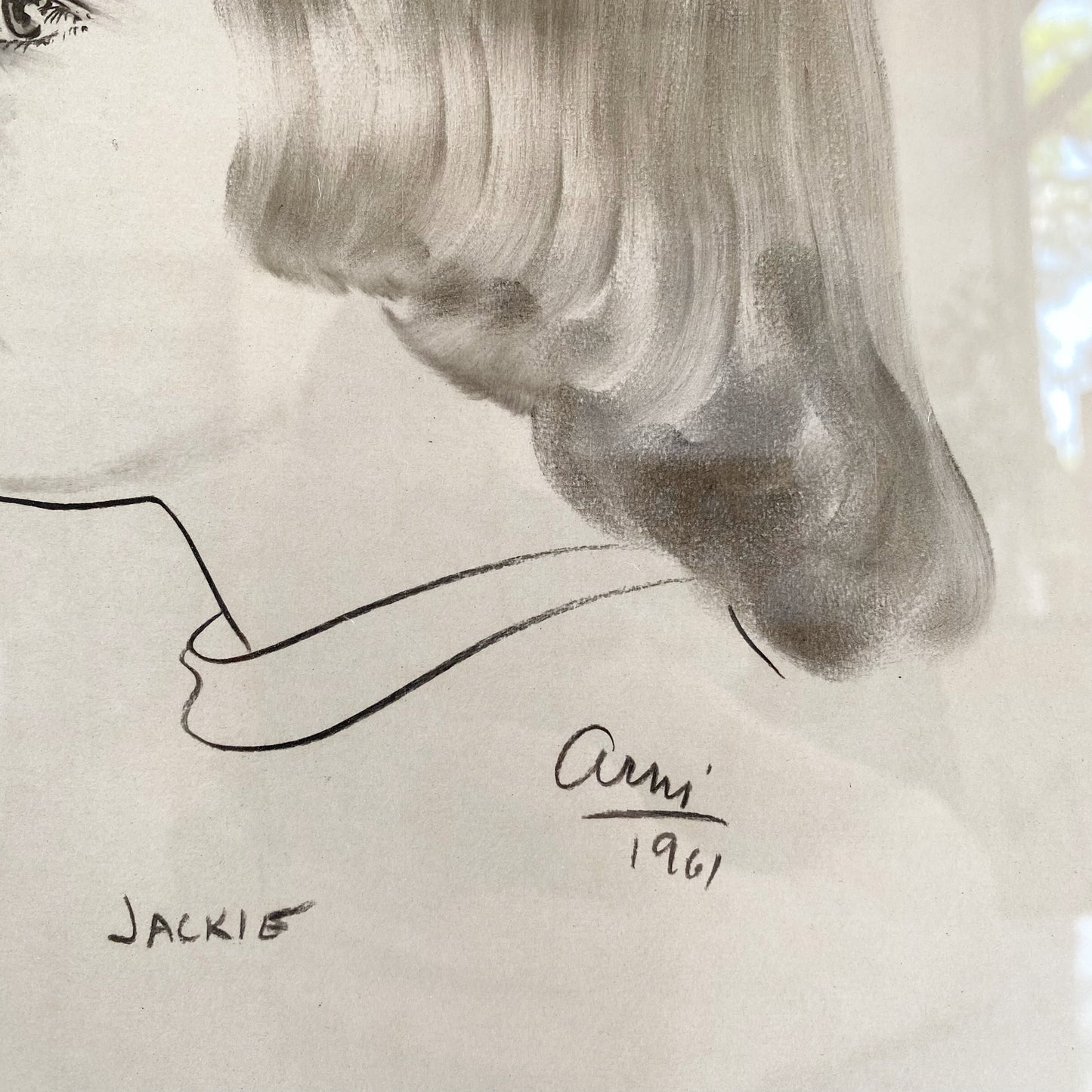 Vintage Original Portrait Drawing "Jackie", 1961
