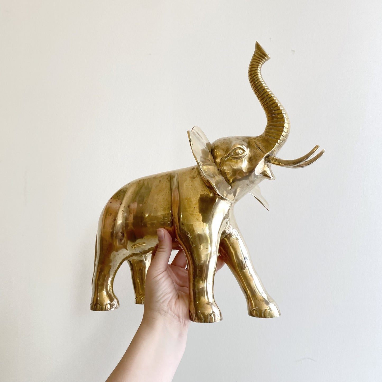 XL Vintage Brass Elephant, 13.75"