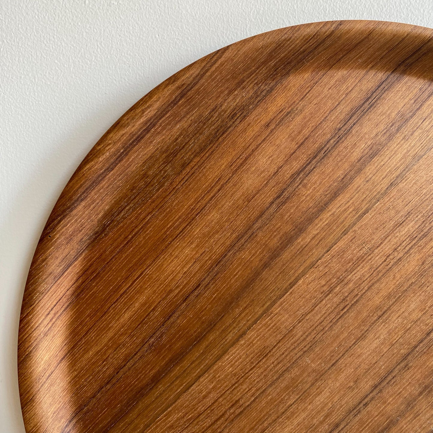 Vintage Round Teak Tray, 14"