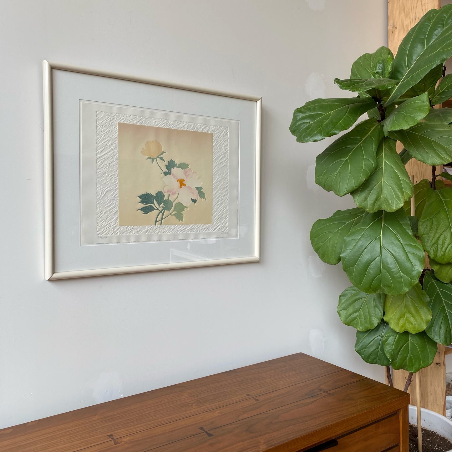 Vintage Framed Original Floral Art Print (23 x 28.5")