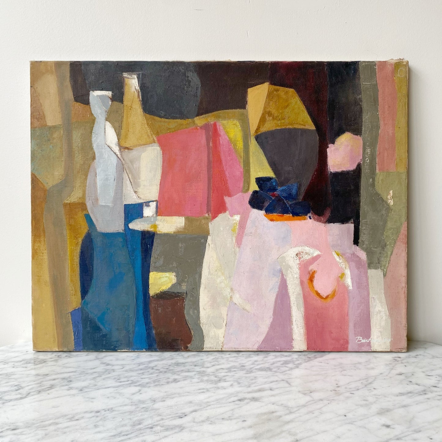 Vintage Original Abstract Painting, Circa 1955 (20" x 26")