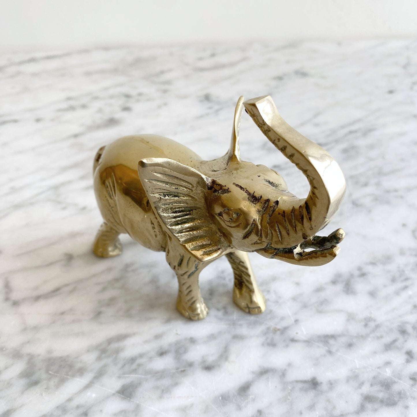 Small Vintage Brass Elephant, 5”