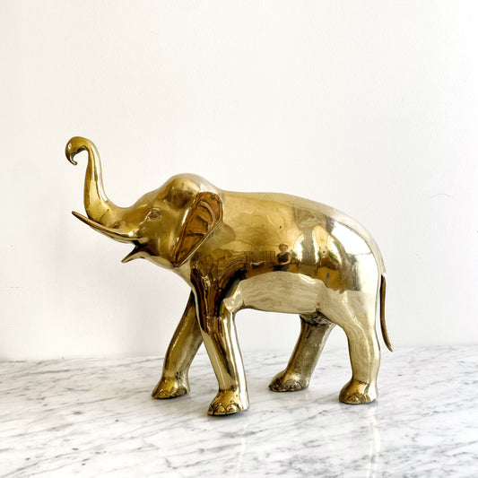 XL Vintage Brass Elephant, 12"