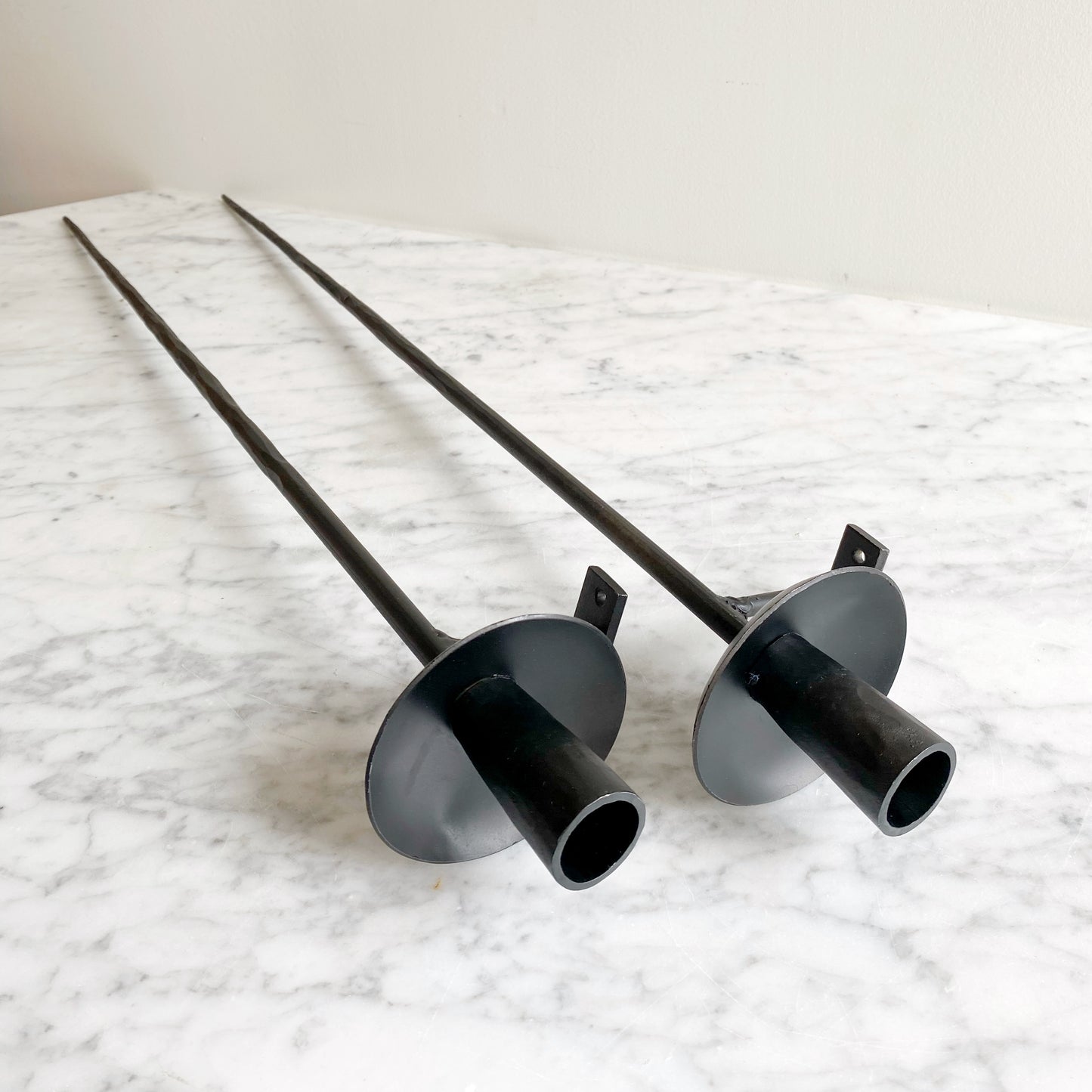 Found Slender Iron Wall Candle Sconce, Single