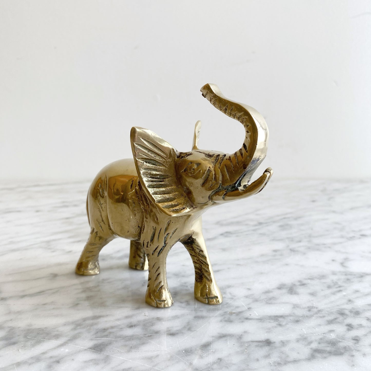 Small Vintage Brass Elephant, 5”