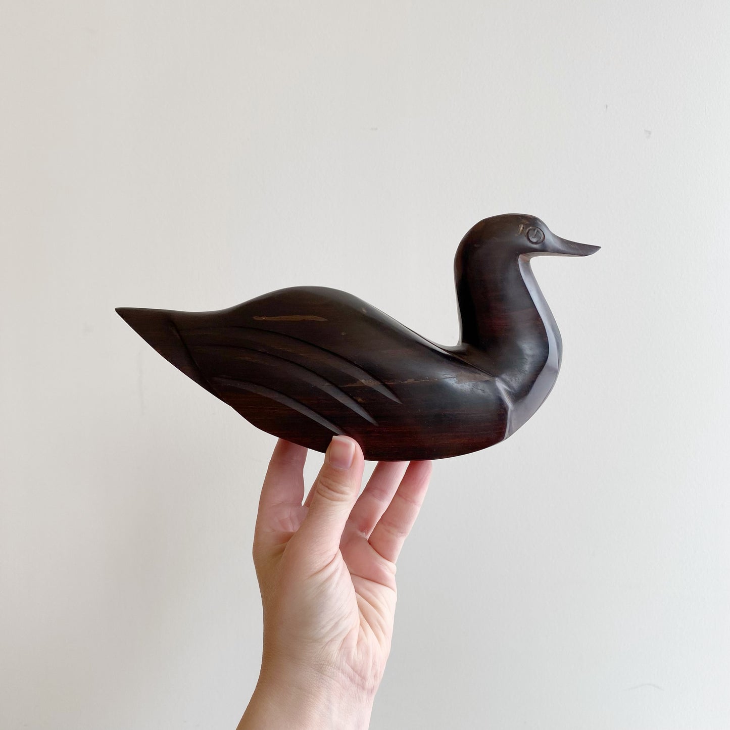 Vintage Carved Ironwood Duck Sculpture
