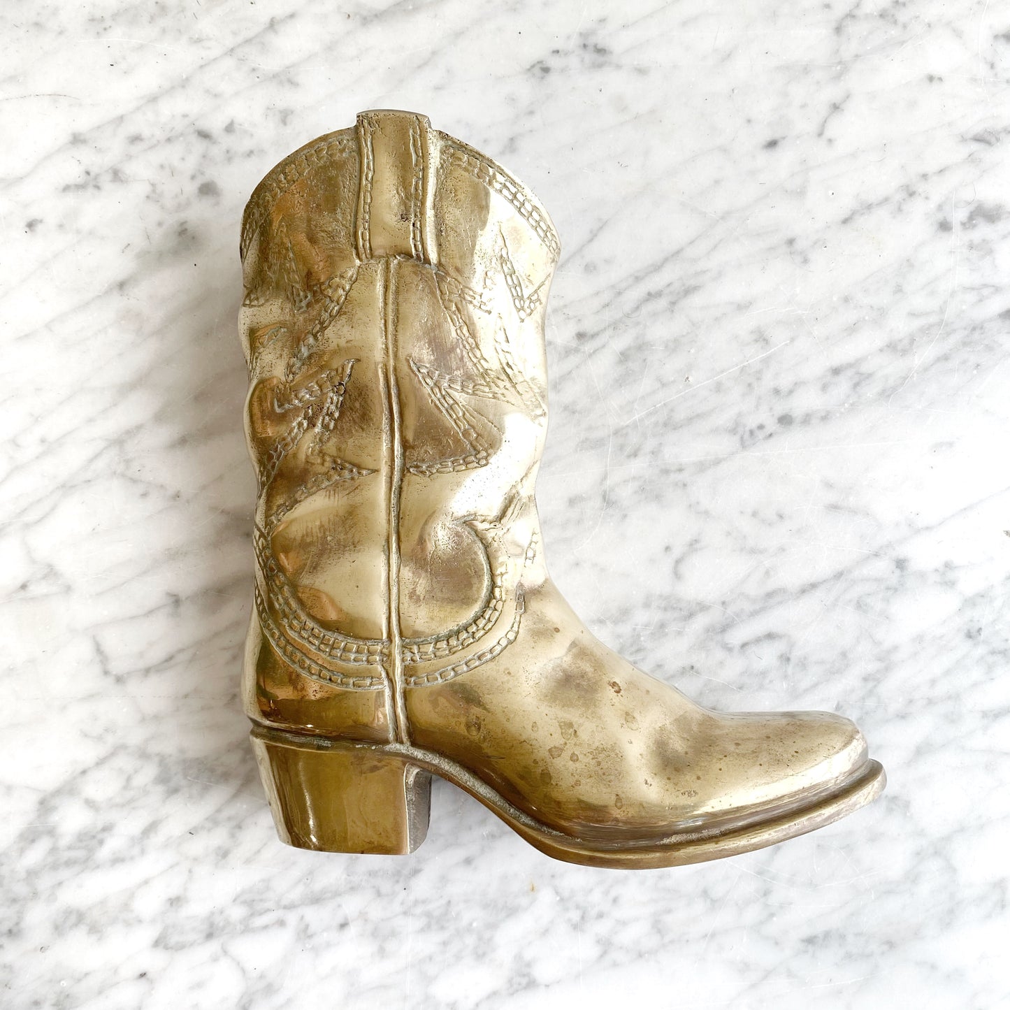 XL Vintage Brass Cowboy Boot, 9.5"