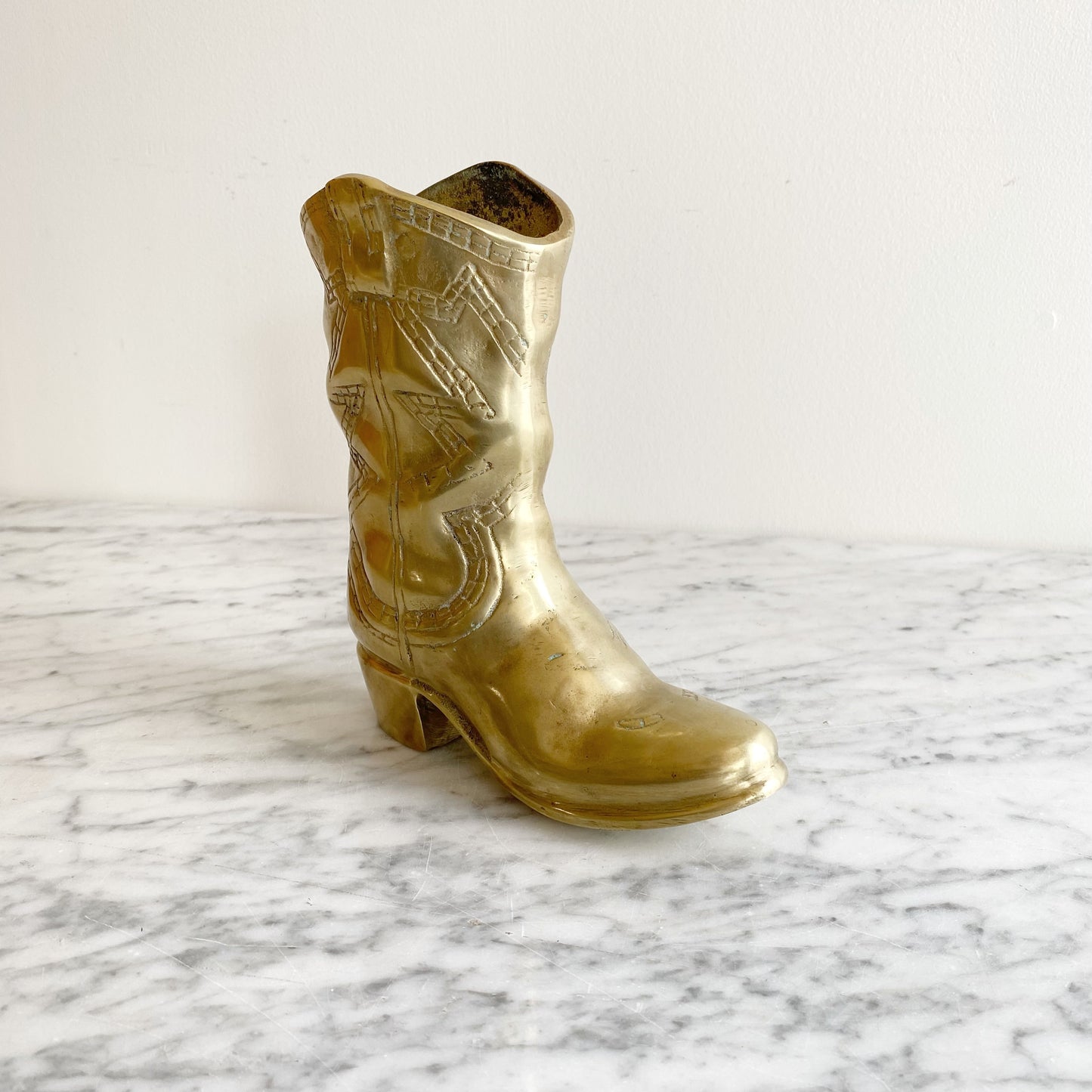 Vintage Brass Cowboy / Cowgirl Boot, 7.25"