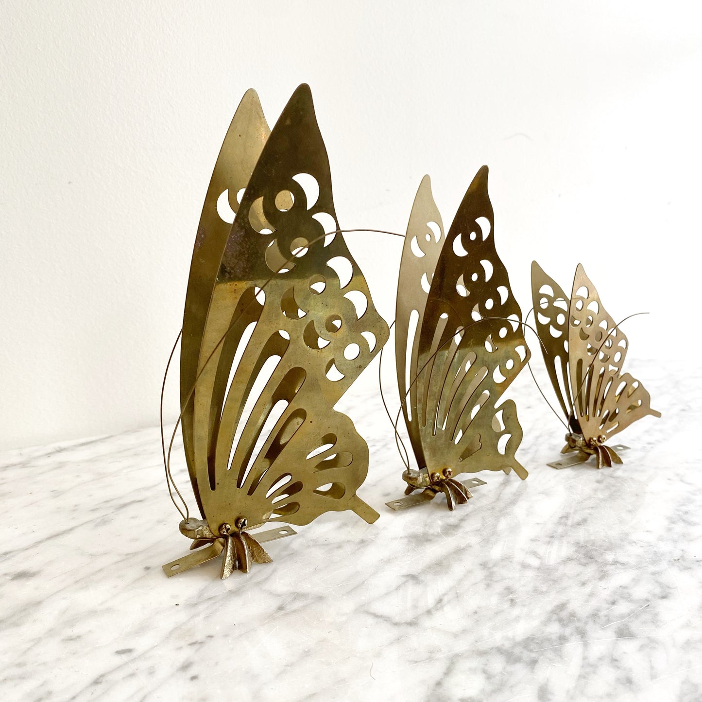 Trio of Vintage Brass Butterflies