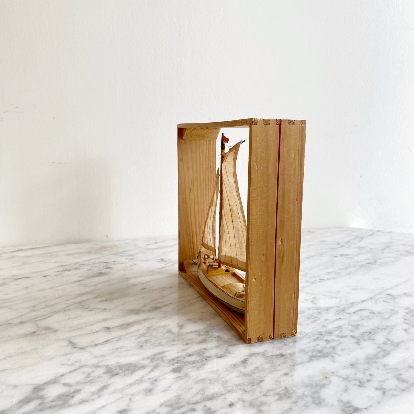 Vintage Sailboat In Shadow Box